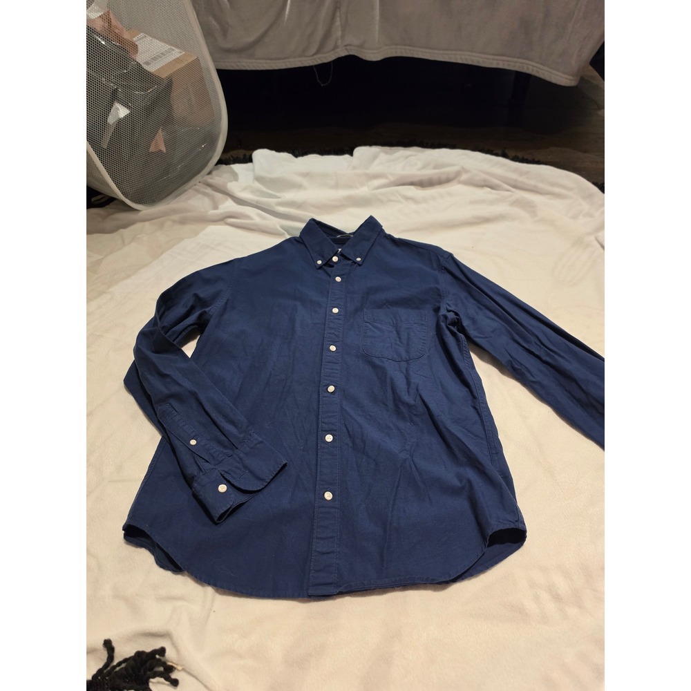 J.Crew Mens Slim Untucked Cotton Oxford Button Down Shirt Navy Blue Medium